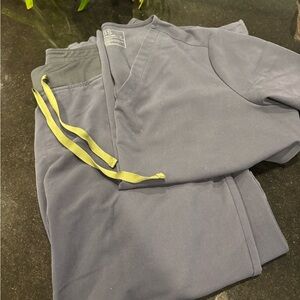 Figs Gray Joggers with Yellow Drawstring